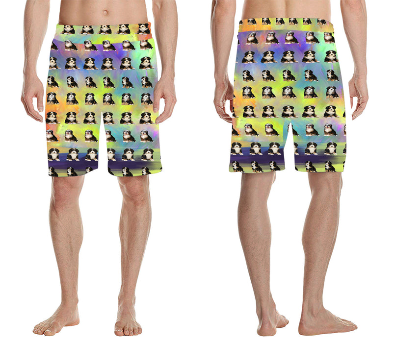 Paradise Wave Bernedoodle Dogs All Over Print Men's Casual Shorts