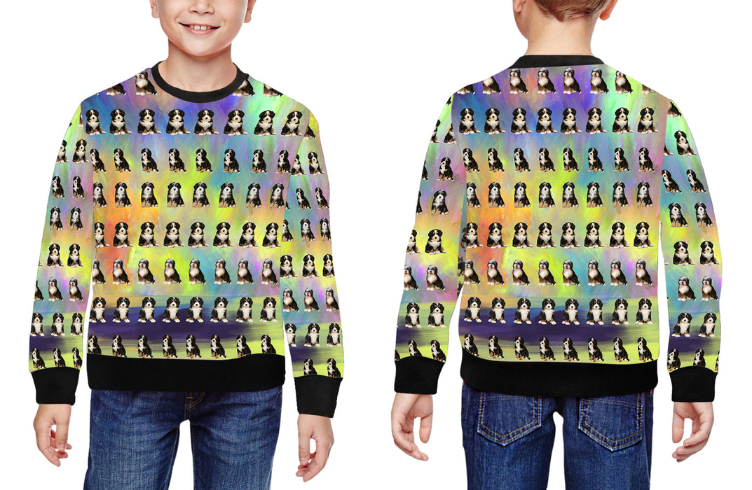 Paradise Wave Bernedoodle Dogs All Over Print Crewneck Kids Sweatshirt