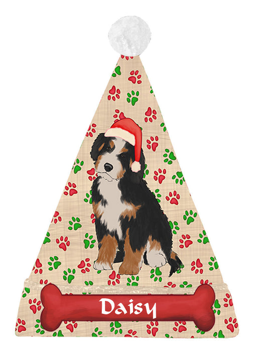 Pet Name Personalized Christmas Paw Print Bernedoodle Dogs Santa Hat