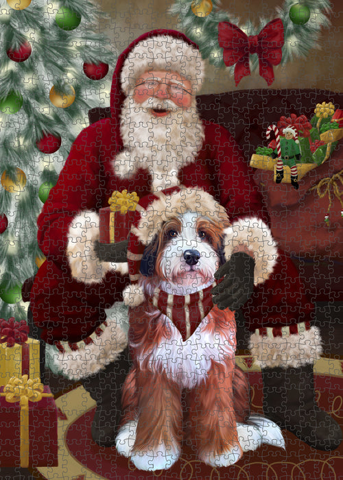 Santa's Christmas Surprise Bernedoodle Dog Puzzle with Photo Tin PUZL100700