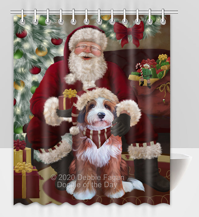 Santa's Christmas Surprise Bernedoodle Dog Shower Curtain Bathroom Accessories Decor Bath Tub Screens SC210