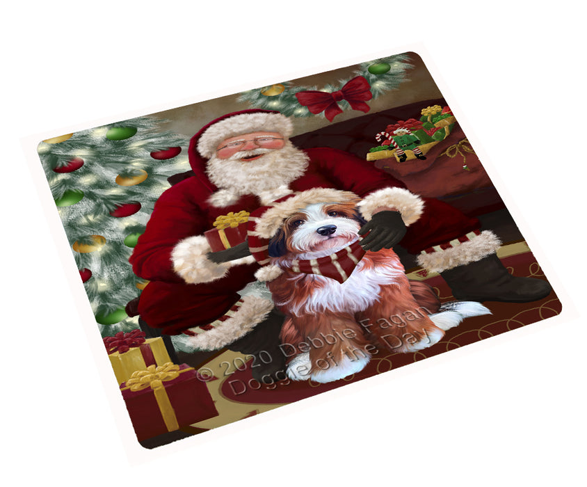 Santa's Christmas Surprise Bernedoodle Dog Cutting Board - Easy Grip Non-Slip Dishwasher Safe Chopping Board Vegetables C78553