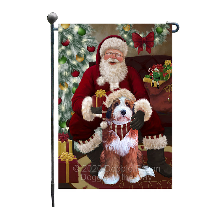 Santa's Christmas Surprise Bernedoodle Dog Garden Flag GFLG66716