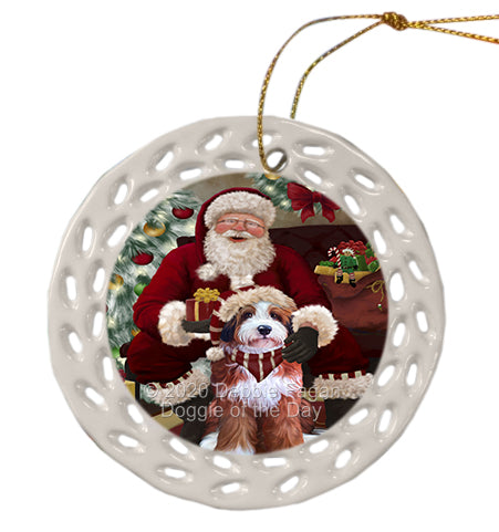 Santa's Christmas Surprise Bernedoodle Dog Doily Ornament DPOR59562
