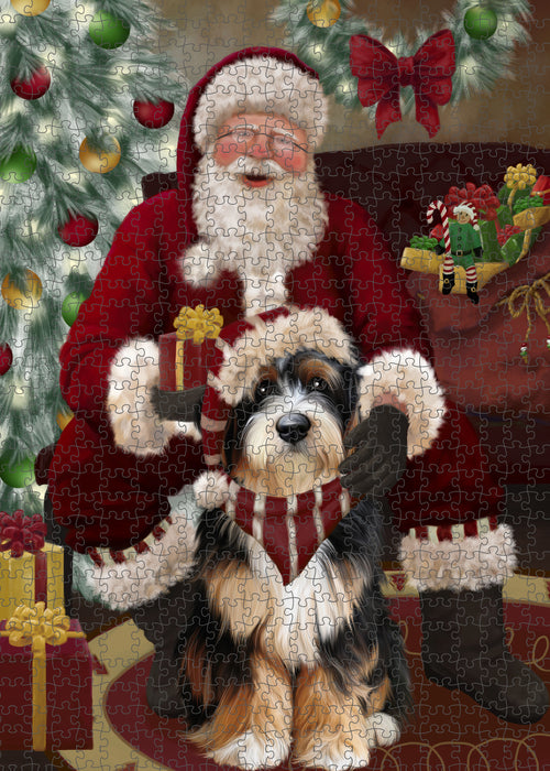 Santa's Christmas Surprise Bernedoodle Dog Puzzle with Photo Tin PUZL100704