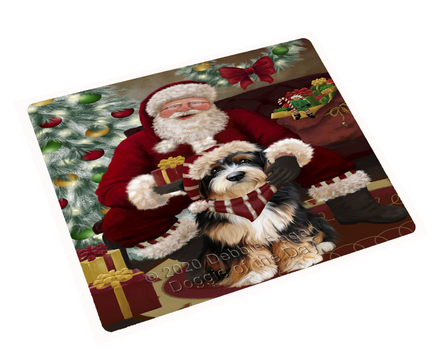Santa's Christmas Surprise Bernedoodle Dog Cutting Board - Easy Grip Non-Slip Dishwasher Safe Chopping Board Vegetables C78556