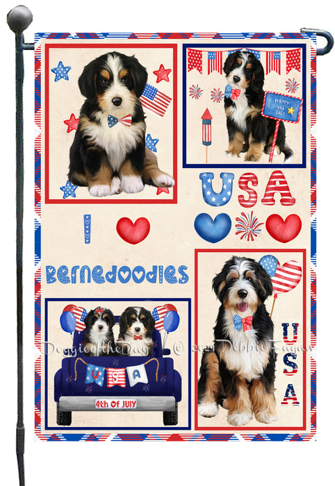4th of July Independence Day I Love USA Bernedoodle Dogs Garden Flag GFLG66872