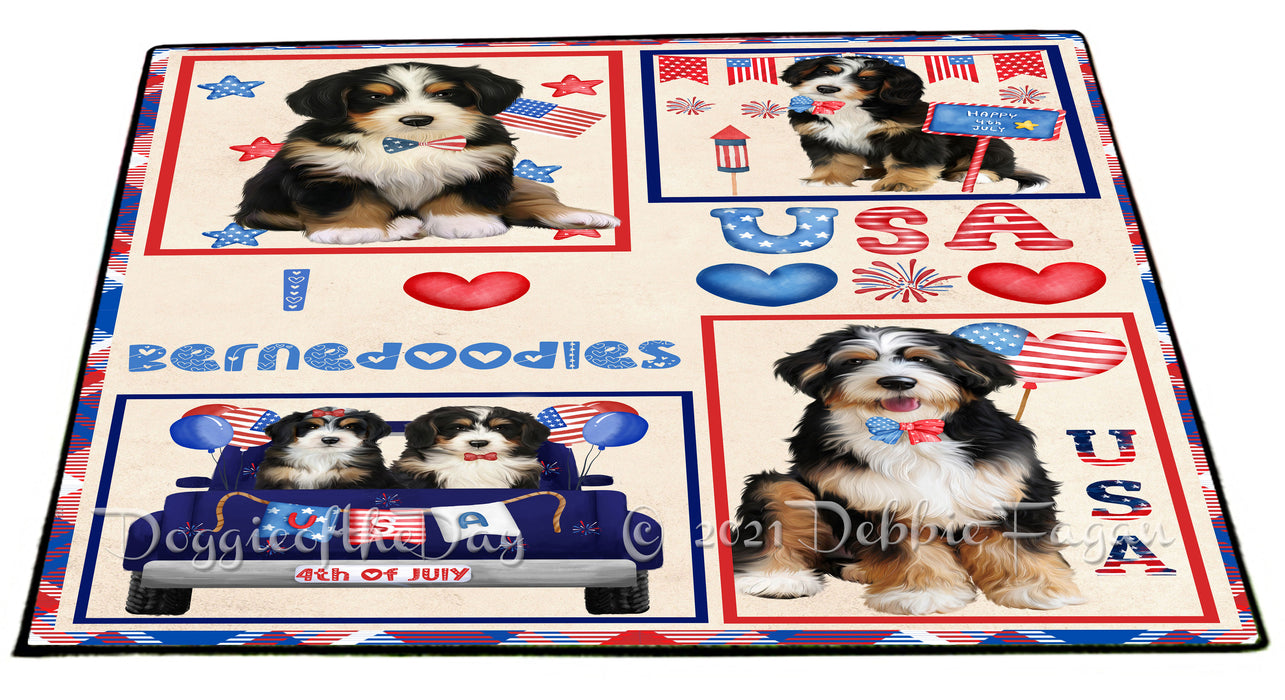 4th of July Independence Day I Love USA Bernedoodle Dogs Floormat FLMS56122 Floormat FLMS56122