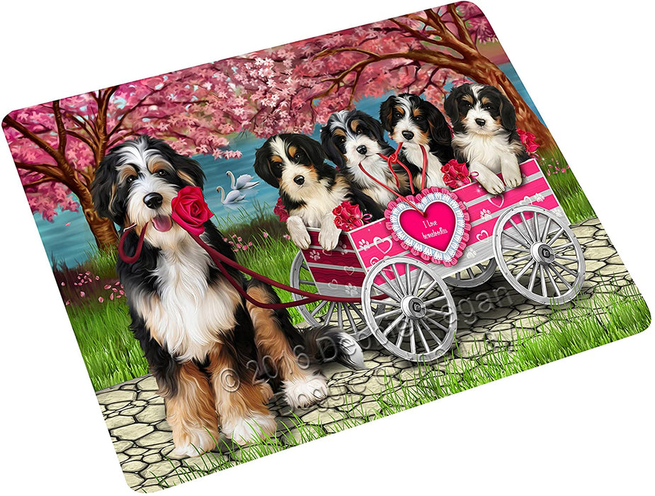 I Love Bernedoodle Dogs in a Cart Large Refrigerator / Dishwasher Magnet D079