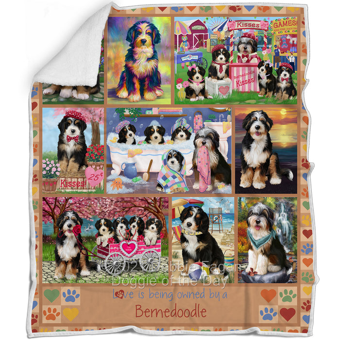 Love is Being Owned Bernedoodle Dog Beige Blanket BLNKT137028