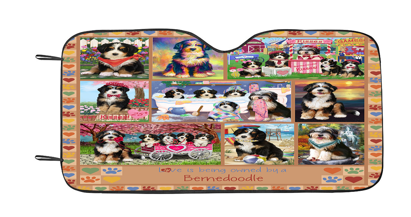 Love is Being Owned Bernedoodle Dog Beige Car Sun Shade