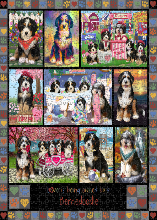 Love is Being Owned Bernedoodle Dog Grey Puzzle with Photo Tin PUZL98256