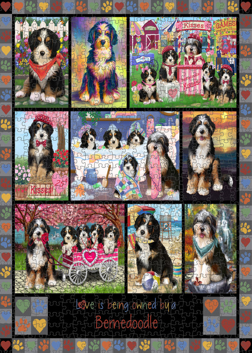 Love is Being Owned Bernedoodle Dog Grey Puzzle  PUZL98256