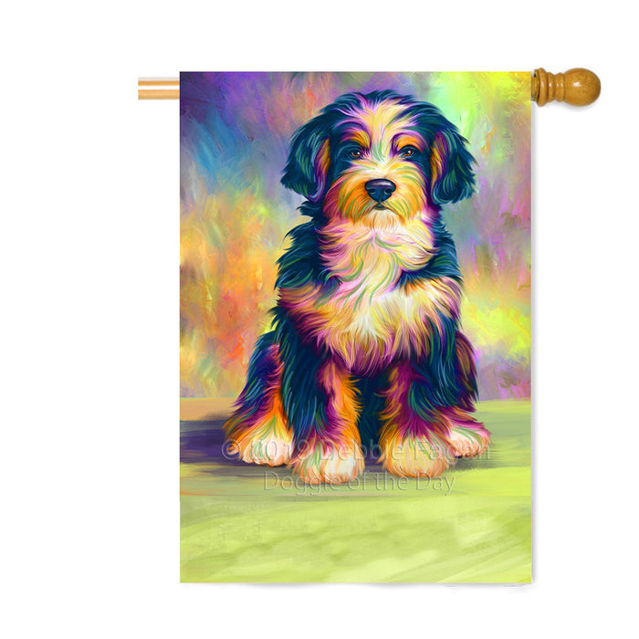 Personalized Paradise Wave Bernedoodle Dog Custom House Flag FLG-DOTD-A60064