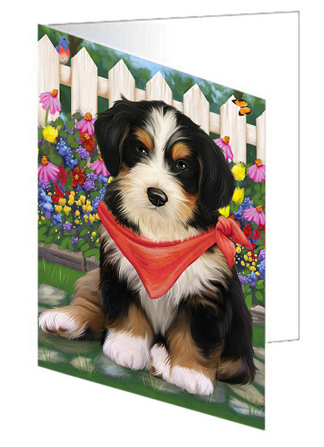 Spring Floral Bernedoodle Dog Handmade Artwork Assorted Pets Greeting Cards and Note Cards with Envelopes for All Occasions and Holiday Seasons GCD53393