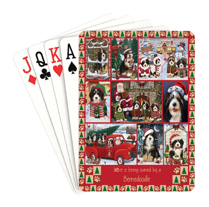 Love is Being Owned Christmas Bernedoodle Dogs Playing Card Decks