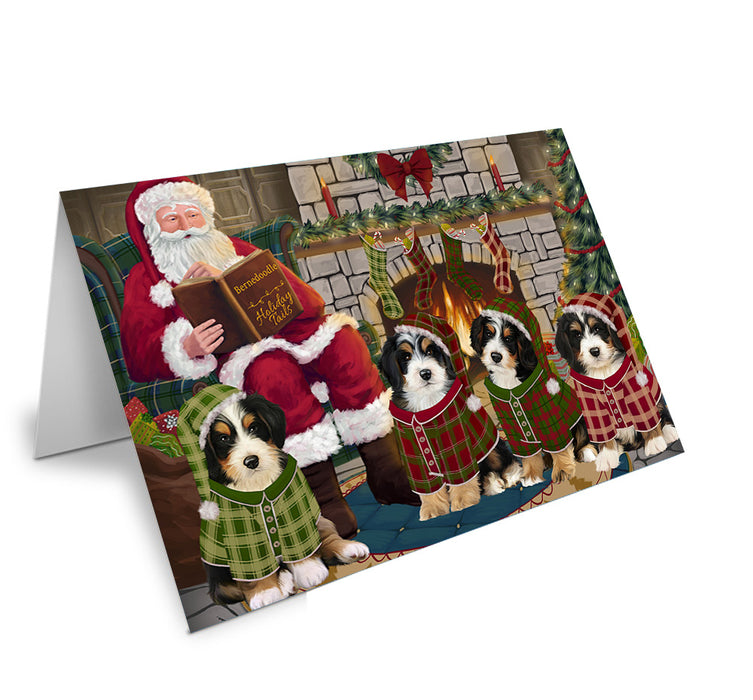Christmas Cozy Holiday Tails Bernedoodles Dog Handmade Artwork Assorted Pets Greeting Cards and Note Cards with Envelopes for All Occasions and Holiday Seasons GCD69812