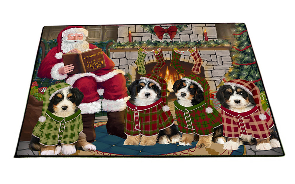 Christmas Cozy Holiday Tails Bernedoodles Dog Floormat FLMS52584