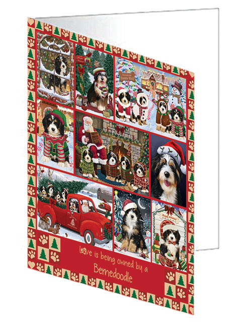 Love is Being Owned Christmas Bernedoodle Dogs Handmade Artwork Assorted Pets Greeting Cards and Note Cards with Envelopes for All Occasions and Holiday Seasons GCD78824
