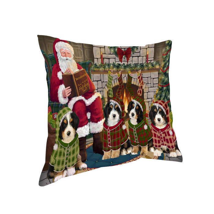 Christmas Cozy Holiday Tails Bernedoodles Dog Pillow PIL69324