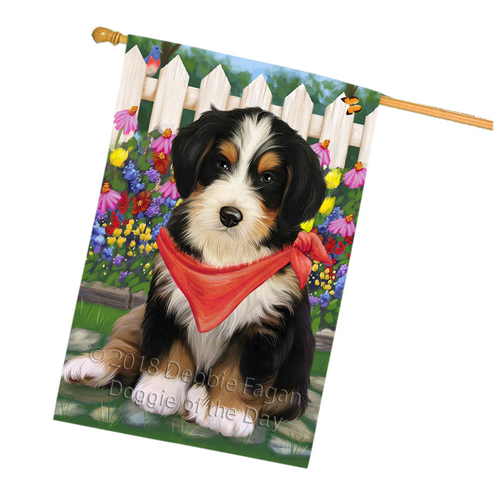 Spring Floral Bernedoodle Dog House Flag FLG49753