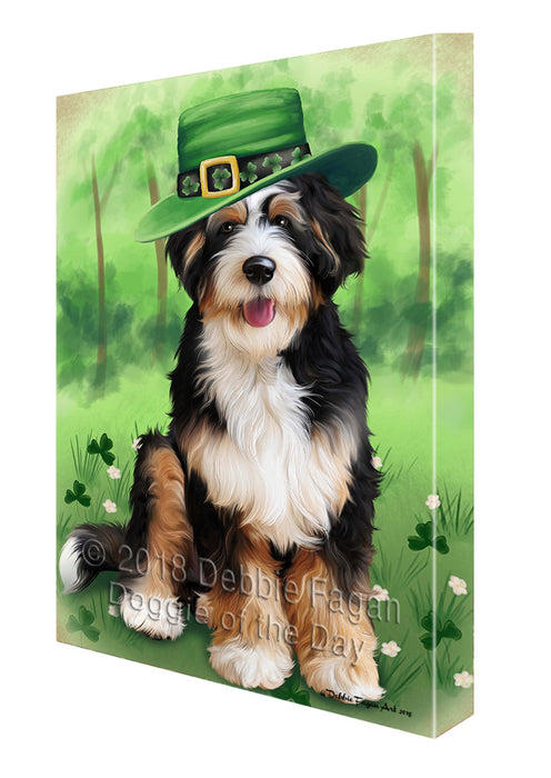 St. Patricks Day Irish Portrait Bernedoodle Dog Canvas Wall Art CVS58755