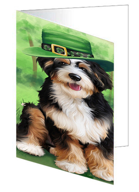St. Patricks Day Irish Portrait Bernedoodle Dog Handmade Artwork Assorted Pets Greeting Cards and Note Cards with Envelopes for All Occasions and Holiday Seasons GCD51983