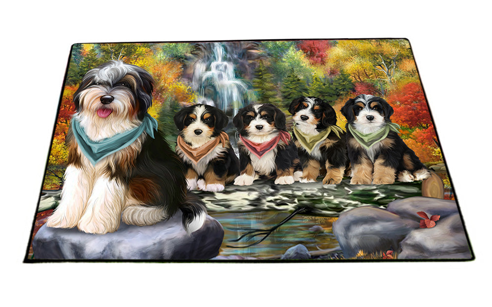 Scenic Waterfall Bernedoodles Dog Floormat FLMS50049