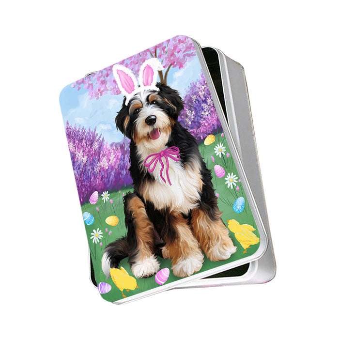 Bernedoodle Dog Easter Holiday Photo Storage Tin PITN49048