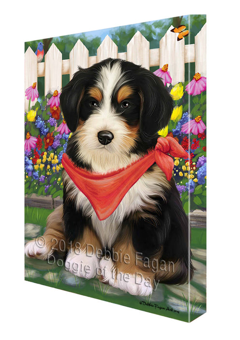 Spring Floral Bernedoodle Dog Canvas Wall Art CVS63844