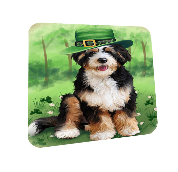 St. Patricks Day Irish Portrait Bernedoodle Dog Coasters Set of 4 CST49277