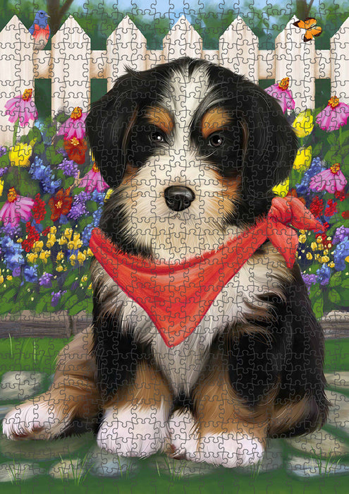 Spring Floral Bernedoodle Dog Puzzle with Photo Tin PUZL53070