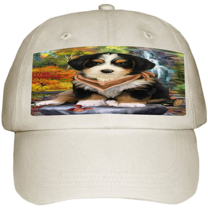 Scenic Waterfall Bernedoodle Dog Ball Hat Cap HAT52815