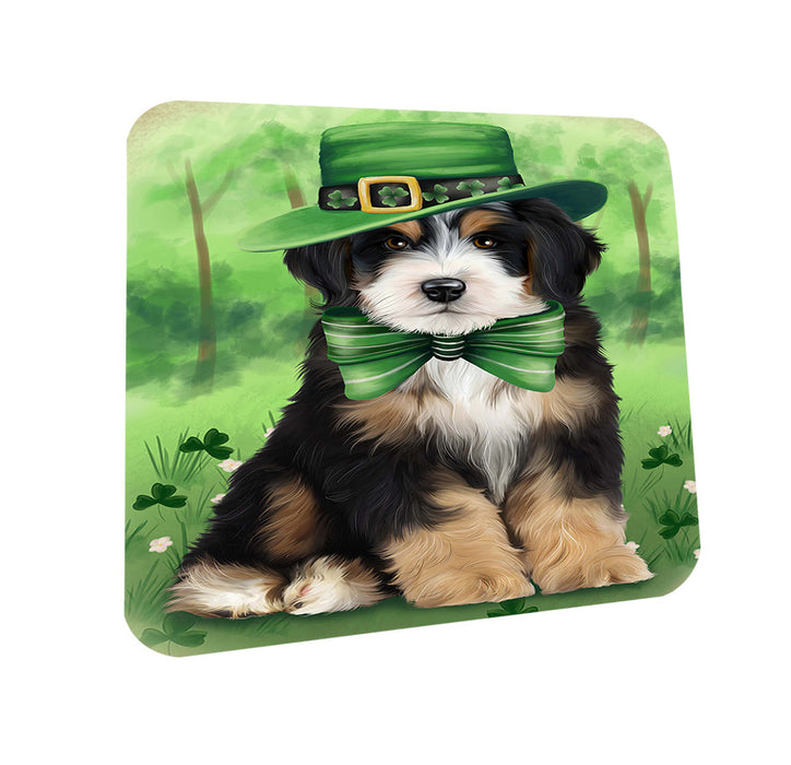 St. Patricks Day Irish Portrait Bernedoodle Dog Coasters Set of 4 CST49279