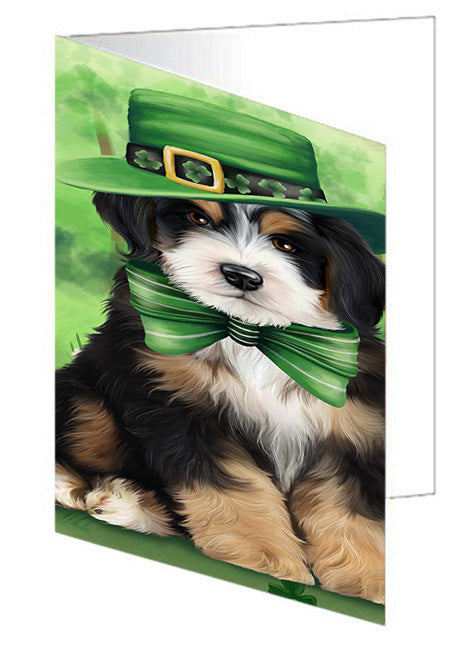 St. Patricks Day Irish Portrait Bernedoodle Dog Handmade Artwork Assorted Pets Greeting Cards and Note Cards with Envelopes for All Occasions and Holiday Seasons GCD51989