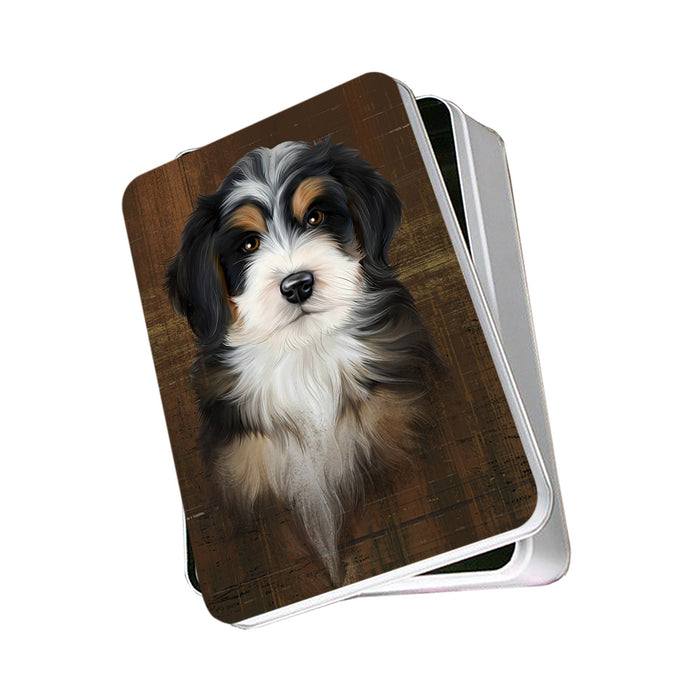 Rustic Bernedoodle Dog Photo Storage Tin PITN50338