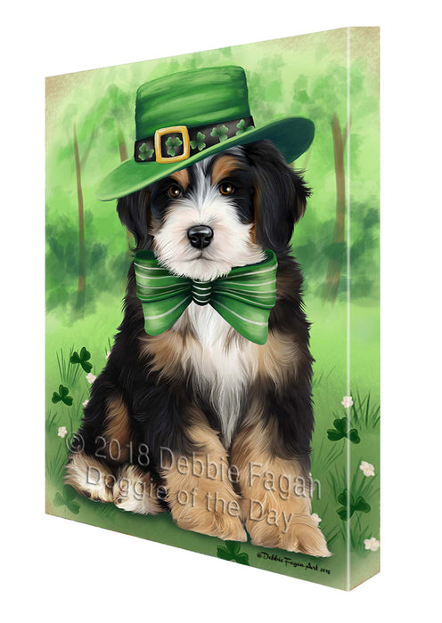 St. Patricks Day Irish Portrait Bernedoodle Dog Canvas Wall Art CVS58773