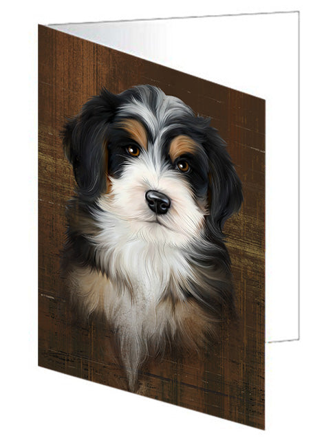 Rustic Bernedoodle Dog Handmade Artwork Assorted Pets Greeting Cards and Note Cards with Envelopes for All Occasions and Holiday Seasons GCD55043