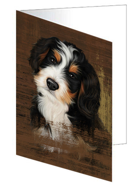 Rustic Bernedoodle Dog Handmade Artwork Assorted Pets Greeting Cards and Note Cards with Envelopes for All Occasions and Holiday Seasons GCD55046