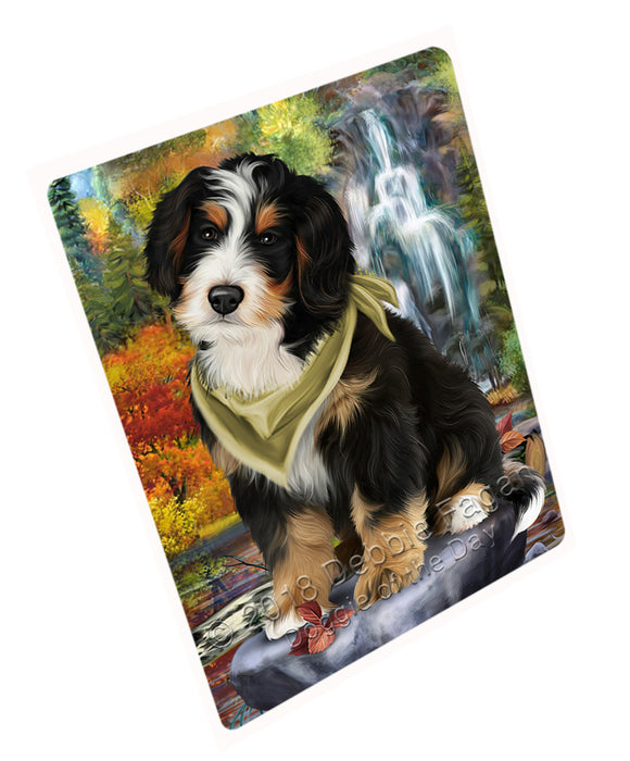 Scenic Waterfall Bernedoodle Dog Tempered Cutting Board C52953