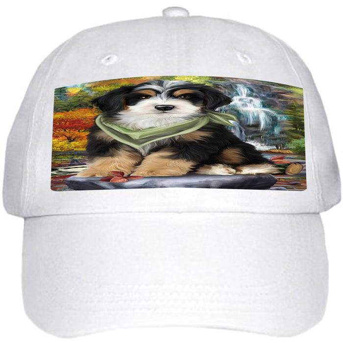 Scenic Waterfall Bernedoodle Dog Ball Hat Cap HAT52824