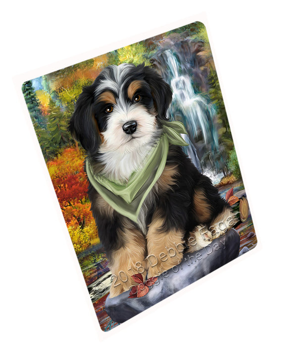 Scenic Waterfall Bernedoodle Dog Tempered Cutting Board C52956