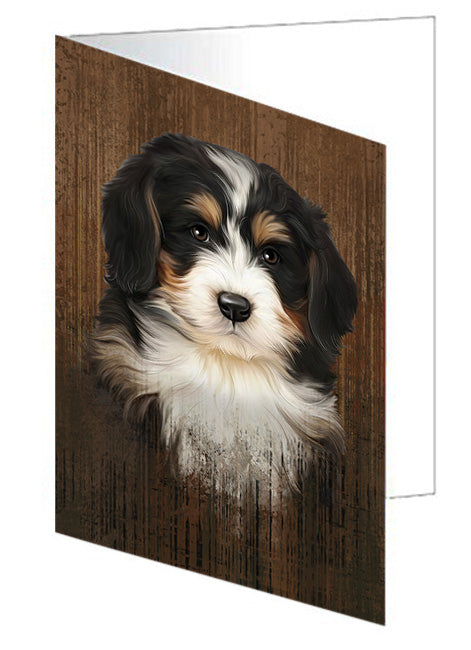 Rustic Bernedoodle Dog Handmade Artwork Assorted Pets Greeting Cards and Note Cards with Envelopes for All Occasions and Holiday Seasons GCD55049