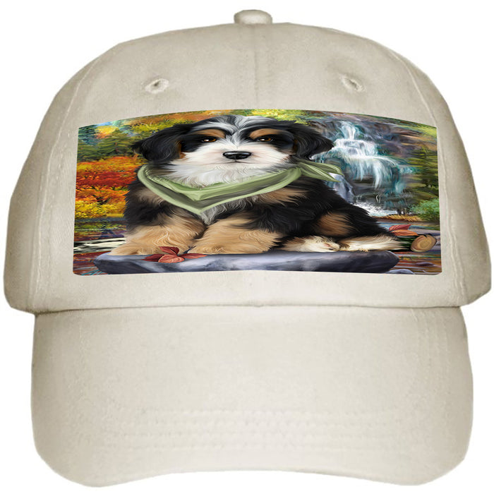 Scenic Waterfall Bernedoodle Dog Ball Hat Cap HAT52824