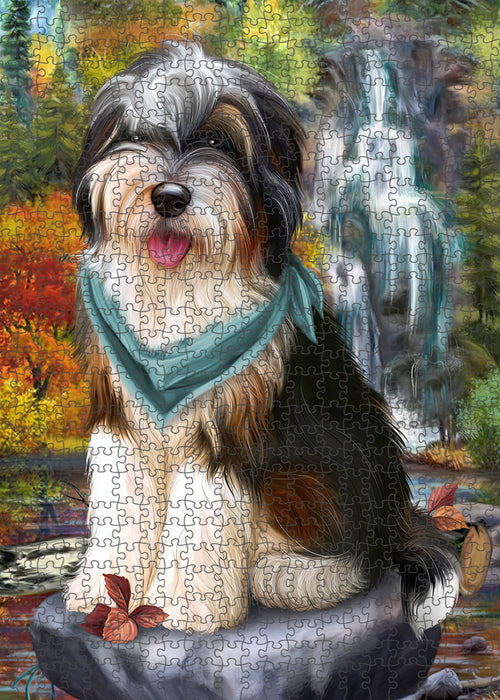 Scenic Waterfall Bernedoodle Dog Puzzle with Photo Tin PUZL52800