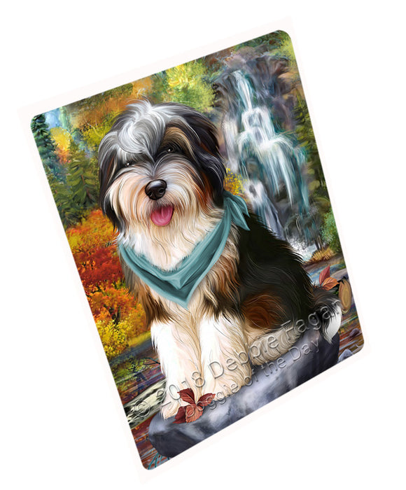 Scenic Waterfall Bernedoodle Dog Tempered Cutting Board C52959