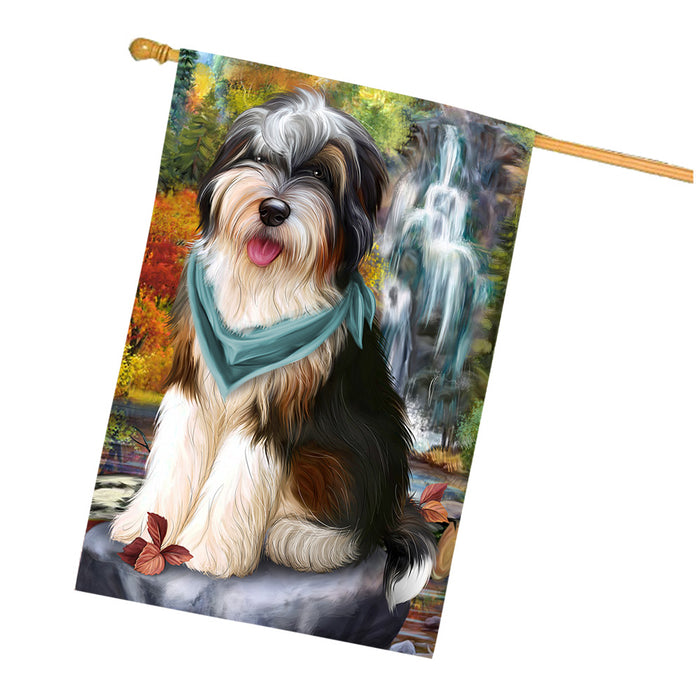 Scenic Waterfall Bernedoodle Dog House Flag FLG49663