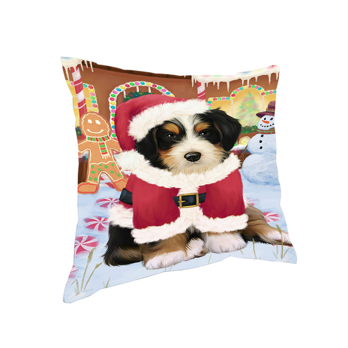 Christmas Gingerbread House Candyfest Bernedoodle Dog Pillow PIL78992