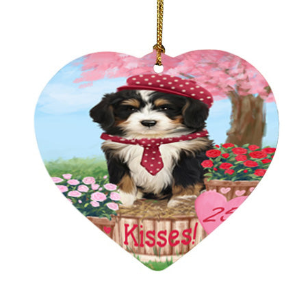 Rosie 25 Cent Kisses Bernedoodle Dog Heart Christmas Ornament HPOR56175