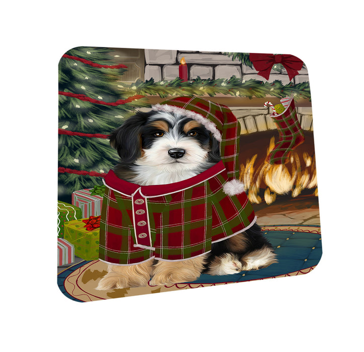 The Stocking was Hung Bernedoodle Dog Coasters Set of 4 CST55162